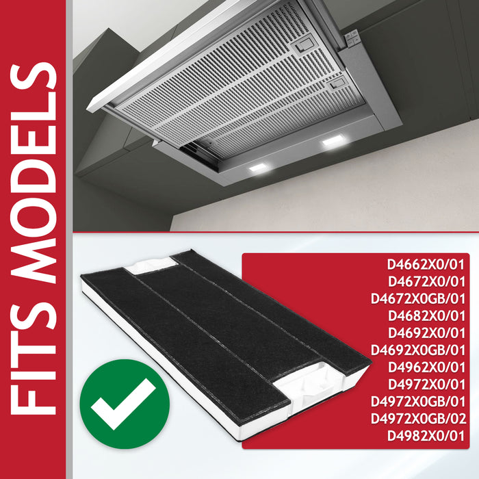 Carbon Filter for Neff Cooker Hood Vent D4672X0 D4692X0 D4972X0 00434229 (395mm x 196mm x 30mm)