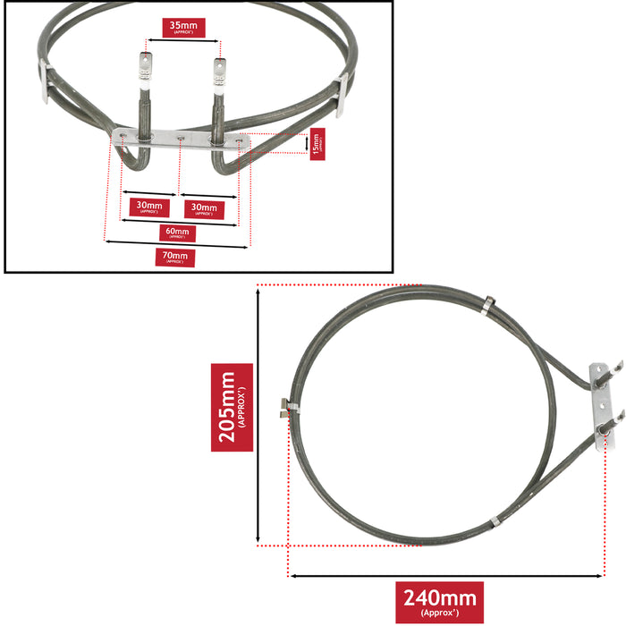 Fan Oven Element for Bosch Cooker 2200w 11022808 HBG6 HBG632 HBG633 HB676
