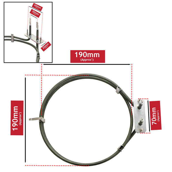 Fan Oven Element for Hisense 2100w BI5221PX BI5228PB BI5228PX BI5323PG BSA5221