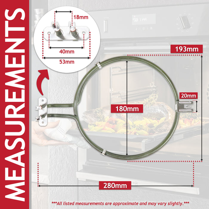 Heating Element for Bosch Neff Siemens Fan Oven Cooker (2 Turn, 2100W, 230V)