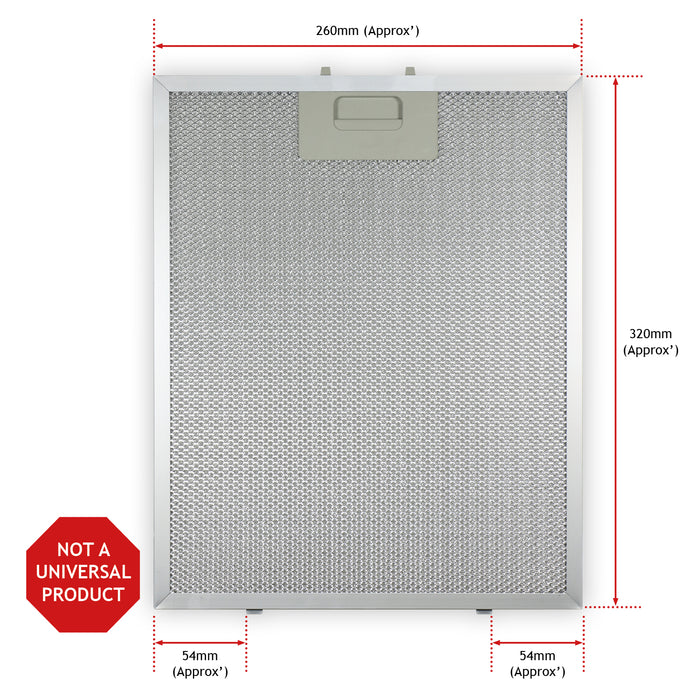 Metal Grease Mesh Filter for CDA Cooker Hood Extractor Fan Vent Pack of 2 (Silver, 320 x 260mm)