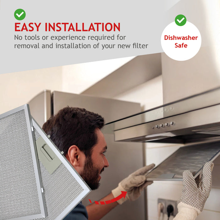 Metal Grease Mesh Filter for CDA Cooker Hood Extractor Fan Vent Pack of 2 (Silver, 320 x 260mm)