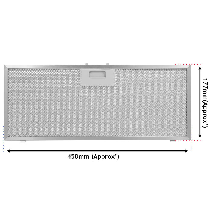Metal Mesh Filter for Elica CIAK GR/A/56 ELIBLOC SKLOCK Sleek Hidden Cooker Hood Extractor Vent Fan 458 x 177mm - also Fits Gorenje