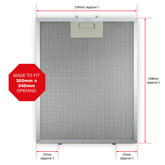 Cooker Hood Grease Filter UNIVERSAL Metal Vent Fan Grease Mesh 300 x 240 mm