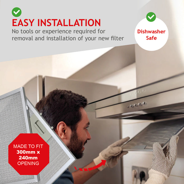Cooker Hood Grease Filter UNIVERSAL Metal Vent Fan Grease Mesh 300 x 240 mm