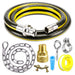 Straight Bayonet Gas Supply Hose Pipe + Socket + Safety Chain + PTFE Tape Kit for Oven Cookers (1.25m x 1/2" BSP, EN 14800 Approved)