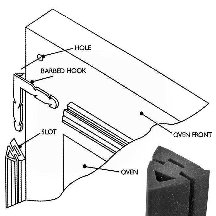 Universal 3 & 4 Sided Silicone Oven Cooker Door Seal Kit (With Glue Sealant)