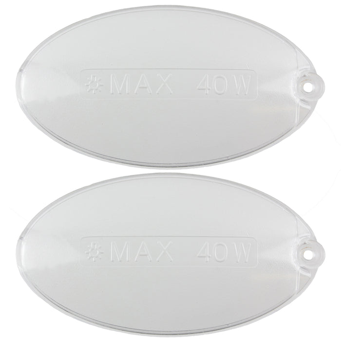 Cooker Hood Light Diffuser Lens Oval Cover Plates (100mm x 52mm, Pack of 2)