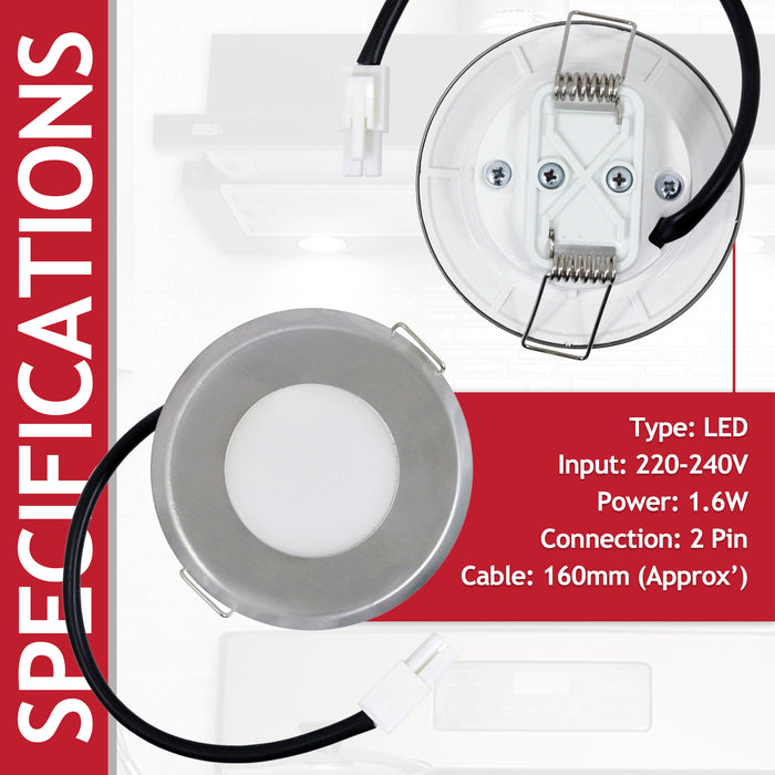 LED Light for Russell Hobbs 73.5mm Cooker Hood Extractor Vent Lamp Bulb Unit (Silver, 1.6W, 220V)