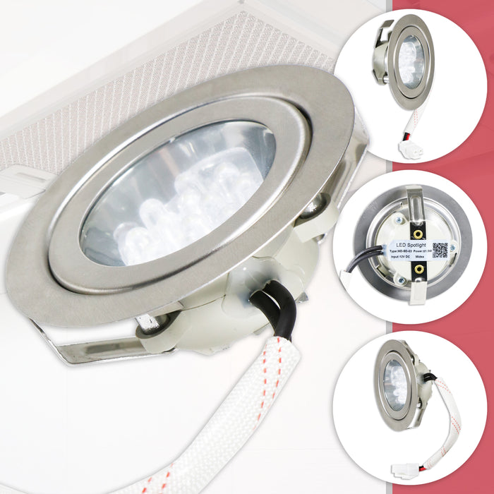 LED Light for Electrolux 70mm Cooker Hood Extractor Vent Lamp Bulb Unit (Silver, 1.5W, 12V DC)