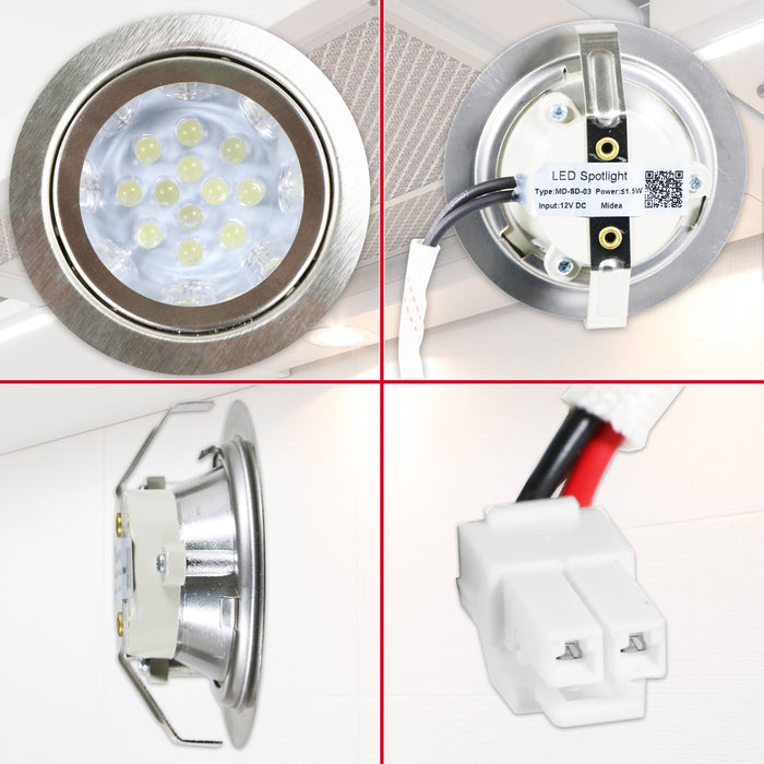 Universal Cooker Hood LED Light 70mm Extractor Vent Lamp Bulb Unit (Silver, 1.5W, 12V DC)