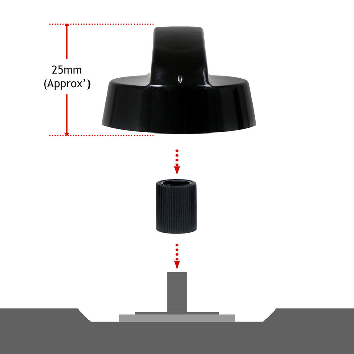 Universal Cooker Oven Hob Black Control Knobs & Adaptors X 4