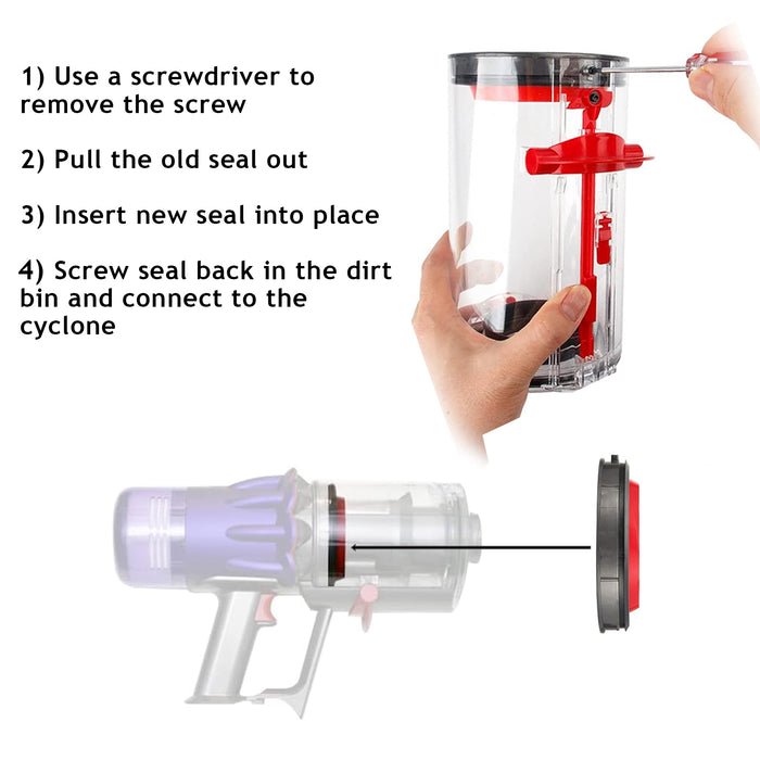 Dirt Bin Seal for Dyson V10 SV12 Series Dust Reservoir Top Ring Gasket