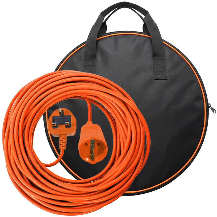 20m Extra Long Power Cable UK 3 Pin Plug for Qualcast Lawnmower Trimmer Strimmer + Storage Bag