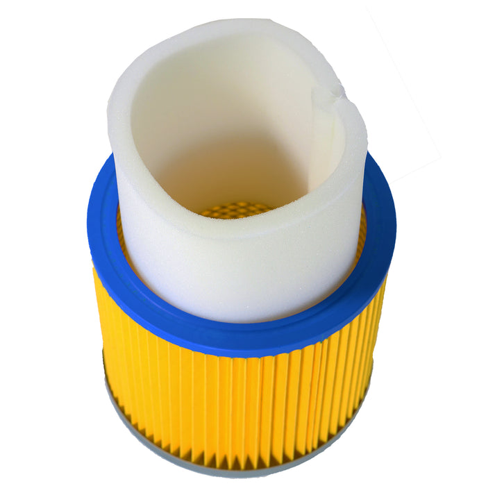 Vacuum Cleaner Cartridge Filter + Sponge Foam Sleeve compatible with Einhell TE-VC 1930 S BT-VC 1250 1500 BVC 1815 S