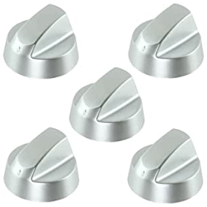 UNIVERSAL Control Knob Dial & Adaptors for Toaster, Oven & Trouser Press (Silver, Pack of 5)