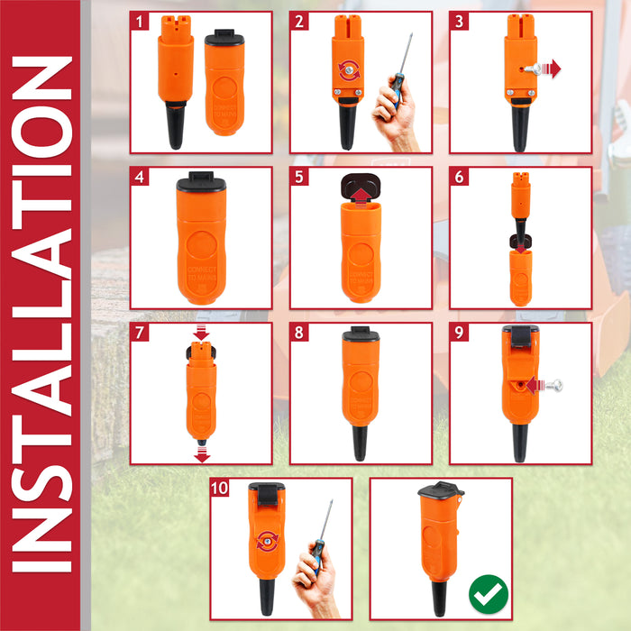 Rewireable Connector Plug for Flymo Lawnmower Hedge Trimmer Garden Strimmer Vacuum Mains Cable (2 Core, Female)