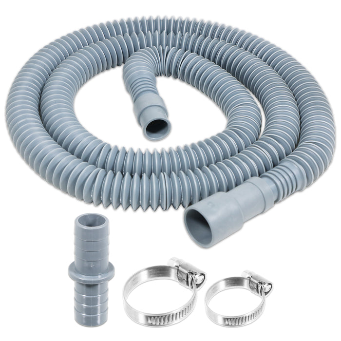 Drain Hose Extension Kit 2m Washing Machine Dishwasher Waste Water Outlet Pipe (19mm / 28mm Ends)