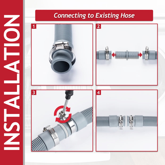Drain Hose Extension Kit 2m Washing Machine Dishwasher Waste Water Outlet Pipe (19mm / 28mm Ends)