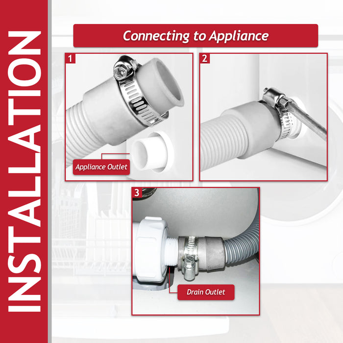 Drain Hose Extension Kit 2m Washing Machine Dishwasher Waste Water Outlet Pipe (19mm / 28mm Ends)