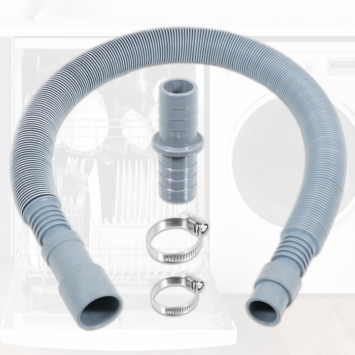 Drain Hose Extension Kit 2m Washing Machine Dishwasher Waste Water Outlet Pipe (19mm / 28mm Ends)