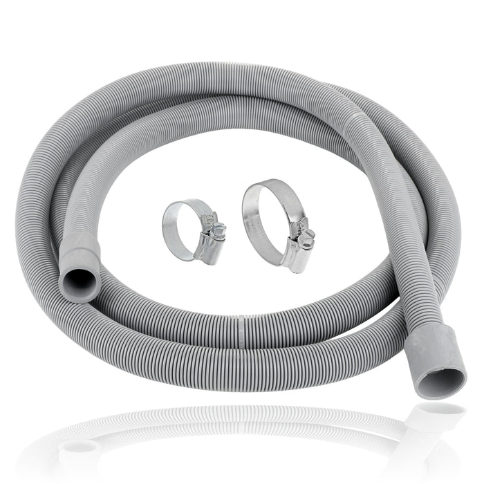 Universal Drain Outlet Hose for Washing Machine Dishwasher (2.5M, 30mm / 22mm) + Clips Kit