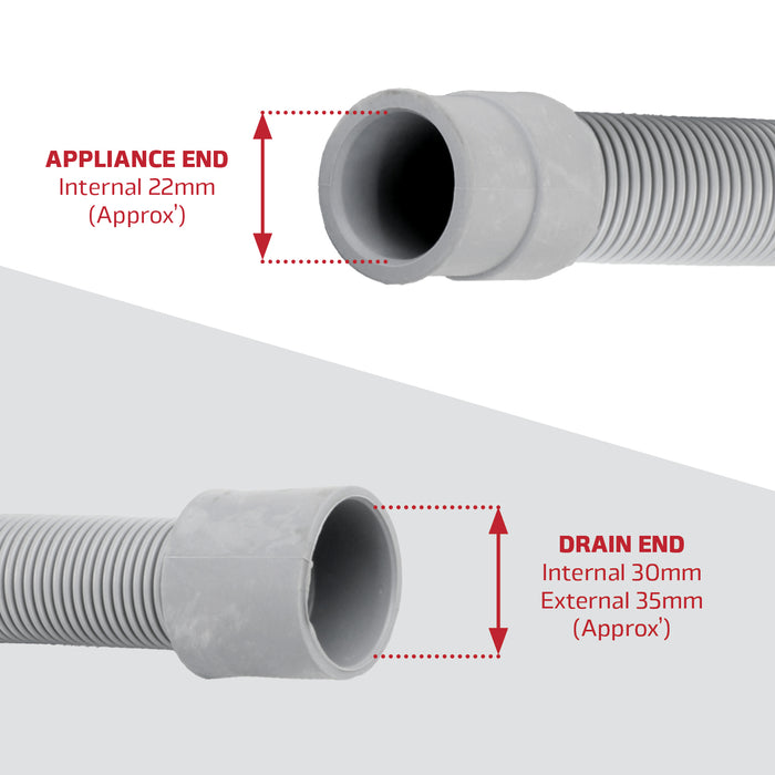 Drain Outlet Hose for Lamona Dishwasher (2.5M, 30mm / 22mm)