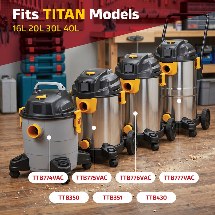 Vacuum Dust Bags for Titan Wet & Dry 16L 20L 30L 40L Cleaner (Pack of 10) + Freshener Tabs