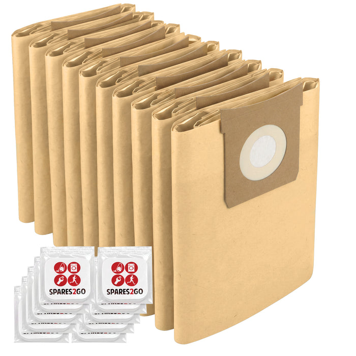 Vacuum Dust Bags for Titan Wet & Dry 16L 20L 30L 40L Cleaner (Pack of 10) + Freshener Tabs