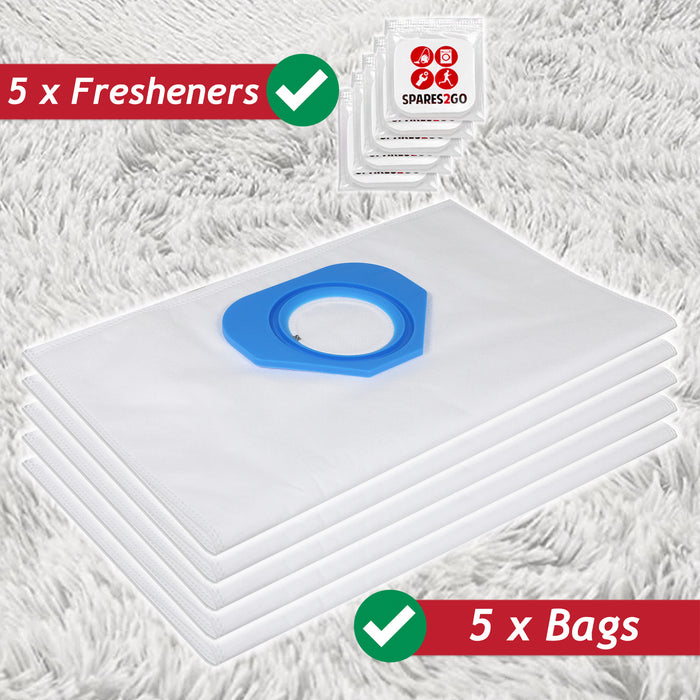 SMS Microfibre Dust Bags for Nilfisk GA70 GD80 GD90C GM80 GM90 GS80 GS84 GS90 G90 Vacuum Cleaner (Pack of 5) + Air Freshener Tabs