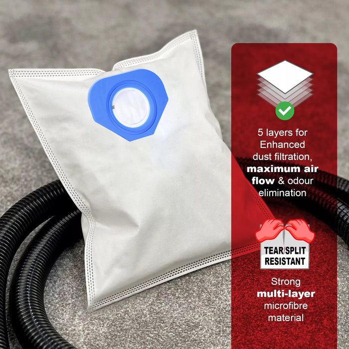 SMS Microfibre Dust Bags for Nilfisk GA70 GD80 GD90C GM80 GM90 GS80 GS84 GS90 G90 Vacuum Cleaner (Pack of 10)