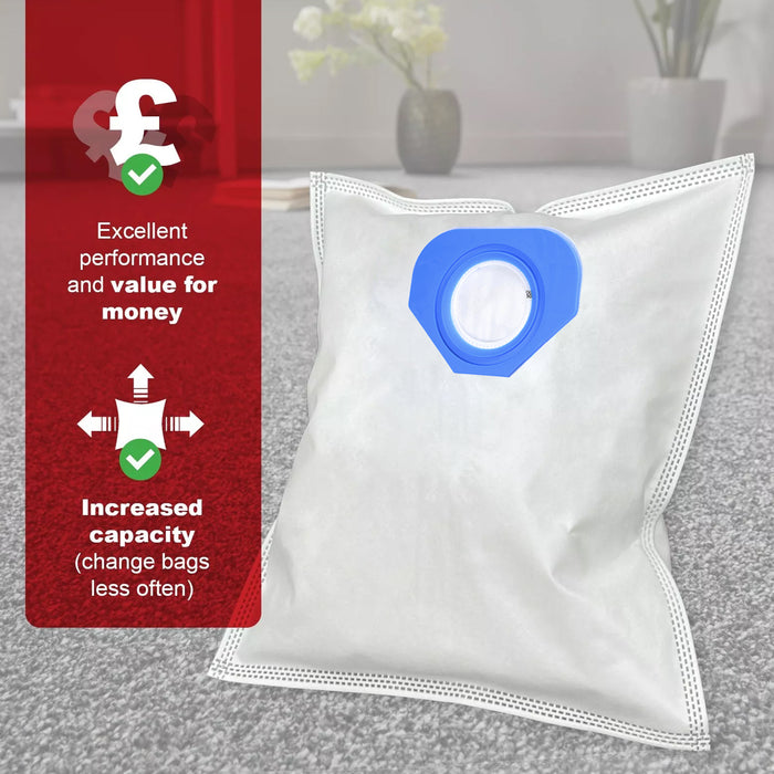 SMS Microfibre Dust Bags for Nilfisk GA70 GD80 GD90C GM80 GM90 GS80 GS84 GS90 G90 Vacuum Cleaner (Pack of 10) + Air Freshener Tabs