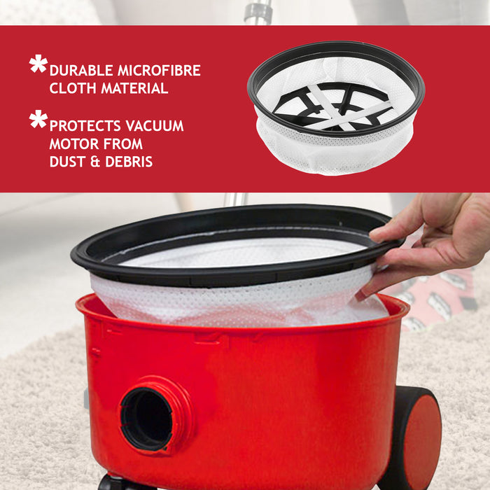 12" Cloth Tub Filter + 10 High Flow Vacuum Bags for Numatic