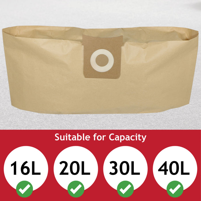 5-Pack Of 30L Disposable Dust Bags For Titan TTB775VAC, TTB776VAC Wet & Dry Vacuums