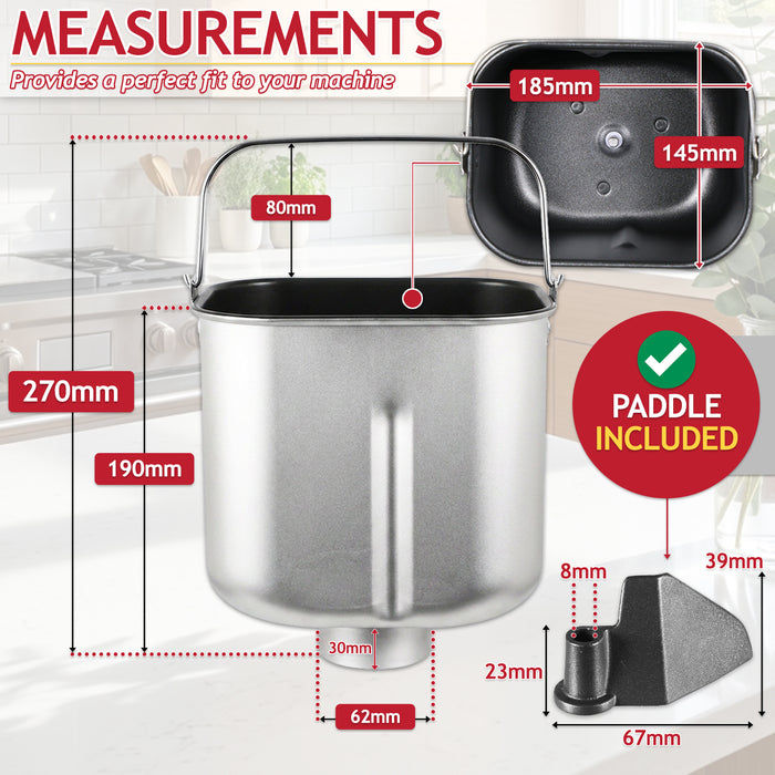 Baking Pan + Kneading Paddle Blade Arm for Morphy Richards Breadmaker 48261 48280 48281 48282 48285 48286 48319 48320 48321 48322 48323 48280001