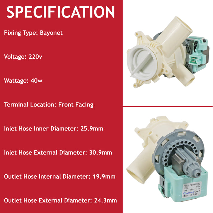 Drain Pump for Lamona Washing Machine LAM8702 LAM8703 LAM8720 LAM8740 TA80000