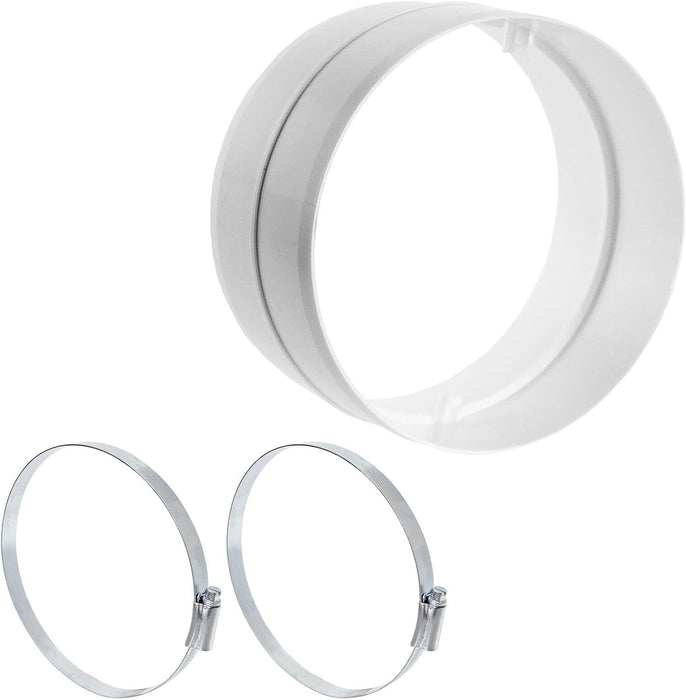 Air Conditioner Vent Hose Extension Adaptor Kit (6" / 152mm Pipe Connector + Steel Clips x 2)