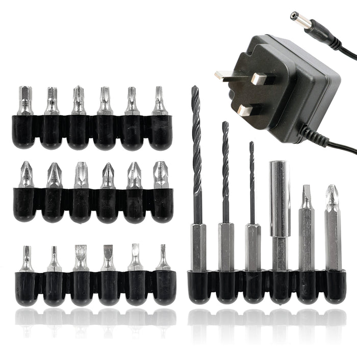 SPARES2GO 4.8v Cordless Rechargeable Electric Screwdriver Combi Drill & Bit Set
