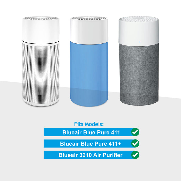 Filter Kit for BLUEAIR Air Purifier HEPA Carbon Sleeve Blue Pure 411 3210 Joy S (Pack of 3)
