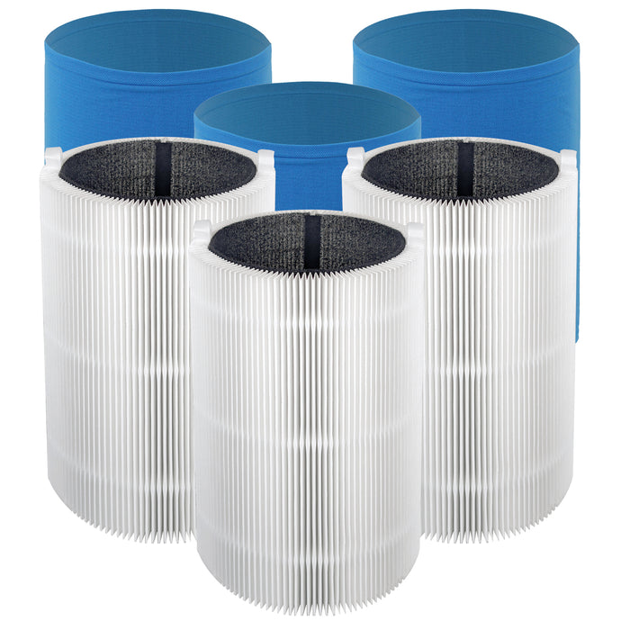 Filter Kit for BLUEAIR Air Purifier HEPA Carbon Sleeve Blue Pure 411 3210 Joy S (Pack of 3)