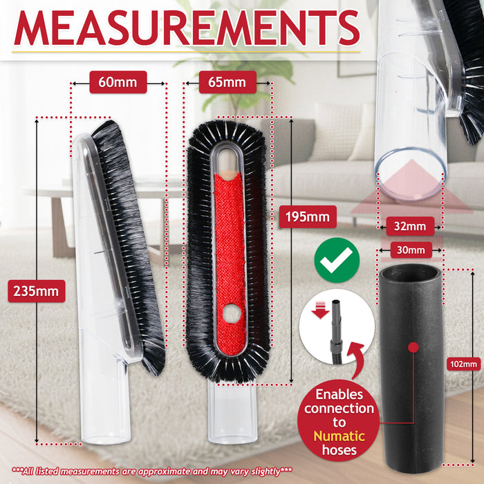 Soft Dusting Brush Head + Hose Adapter for Numatic Henry Hetty Nuvac Vacuum Cleaner (32mm)