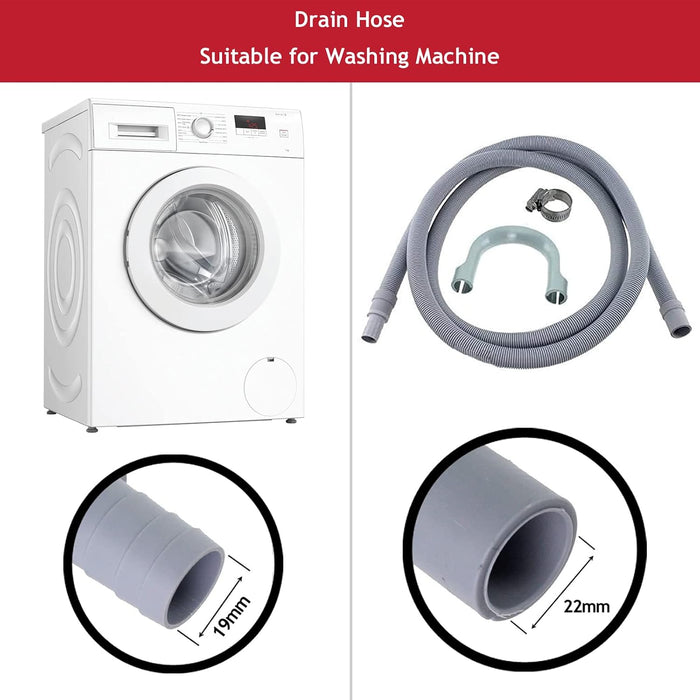 Universal Drain Hose Extension Pipe Kit for Washing Machine Dishwasher (2.5m, 19mm / 22mm)