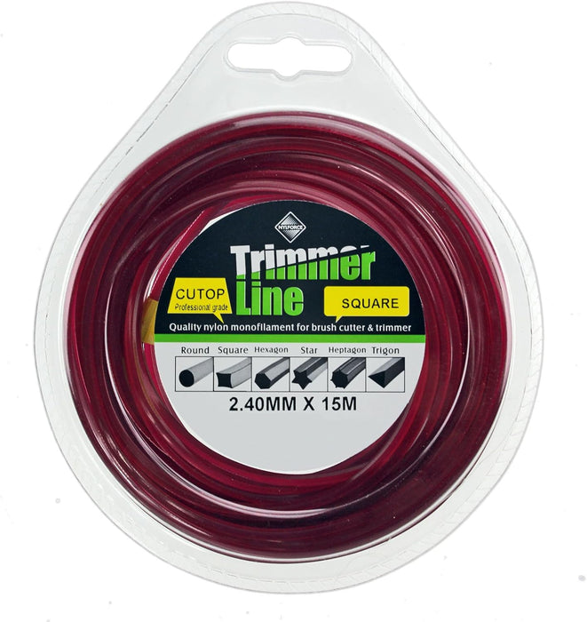 Universal Square 2.4mm Diameter 15m Long Pro Cord Line Strimmer Trimmer Brush Cutter