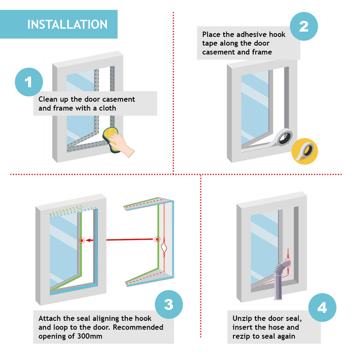 French Door Seal Kit 4m for Air Conditioning 6m 150mm Hose for AC Unit