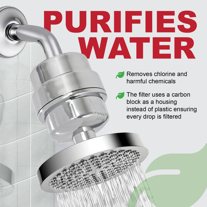 UNIVERSAL Shower Head Filter Chrome Steel Effect Hard Water Purifier Softener (Pack of 3)