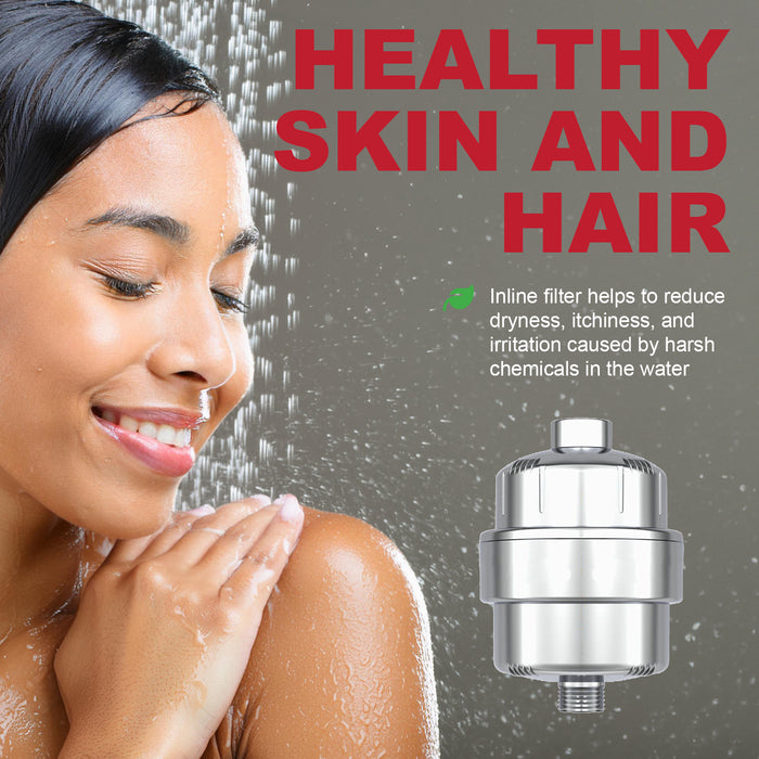 UNIVERSAL Shower Head Filter Chrome Steel Effect Hard Water Purifier Softener (Pack of 3)