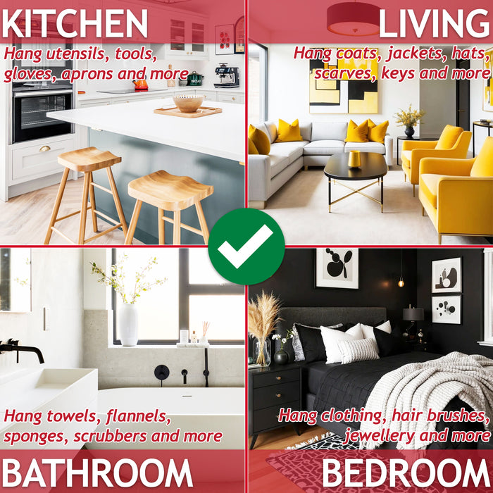 Luxury Wall Mounted Coat Rack 5 Hooks Aluminium Retractable Hanging Hook Rail (Black + Gold)