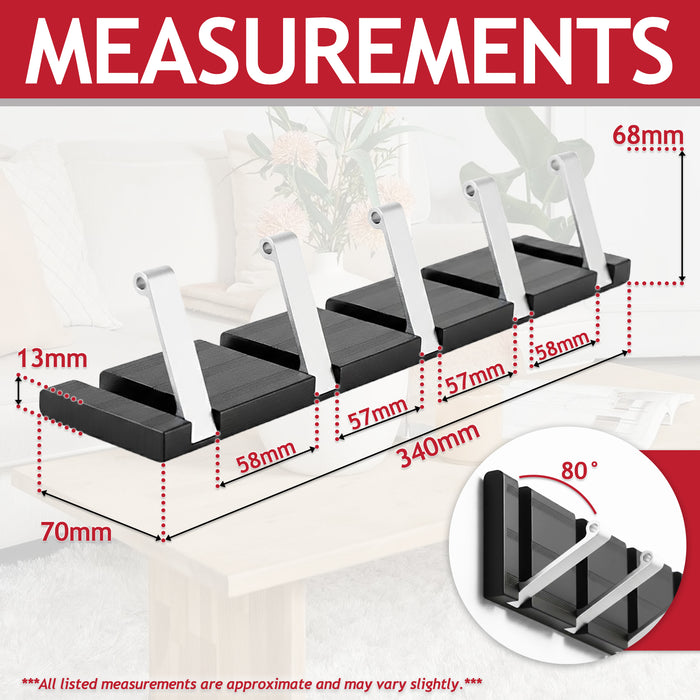 Luxury Wall Mounted Coat Rack 5 Hooks Aluminium Retractable Hanging Hook Rail (Black + Silver)