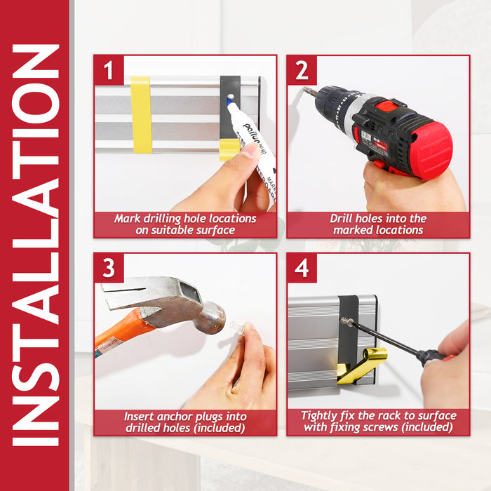 Luxury Wall Mounted Coat Rack 5 Hooks Aluminium Retractable Hanging Hook Rail (Silver + Gold)