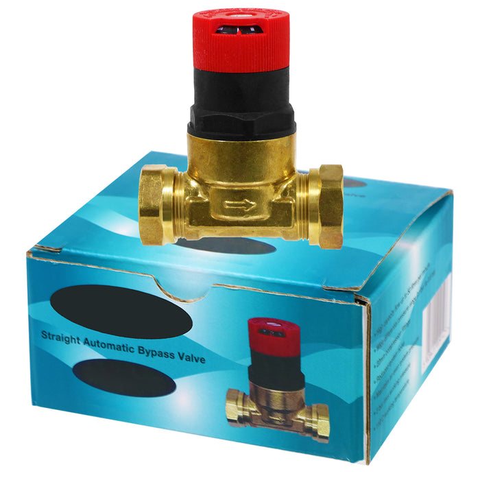 22mm Straight Automatic Bypass Valve ABV Auto Boiler TRV Radiator Pressure (50L p/m)